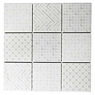 Mosaikfliese Quadrat Geo White GEOW (29,8 x 29,8 cm, Weiß, Glänzend)