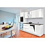 Respekta Premium Composición de cocina (Ancho: 280 cm, Con dispositivos eléctricos, Blanco de alto brillo)
