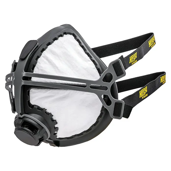 Hengst Atemschutzmaske Stealth R D PRO - FFP3 - Bild einer grauen Hengst Halbmaske mit schwarzen Riemen. Schützt zuverlässig vor Staub und Partikeln in der Atemluft.