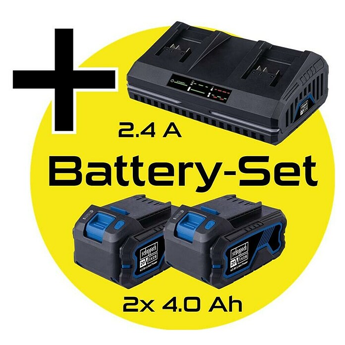 Scheppach IXES 20V Desbrozadora de disco de batería BC-BCH380/40-X Set L (40 V, 4 Ah, 2 baterías, Ancho de corte hilo: 38 cm, Ancho de corte cuchilla: 25,5 cm) | BAUHAUS