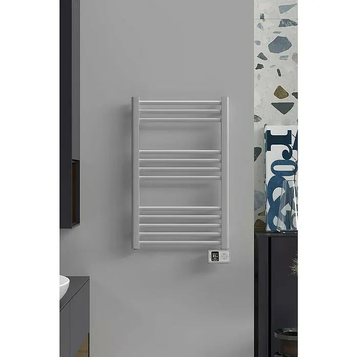 Rointe Radiador toallero eléctrico Orion - An x Al: 50 x 77 cm, 300 W, Cromo, Acero - Toallero calefactor gris con control digital para un baño moderno.