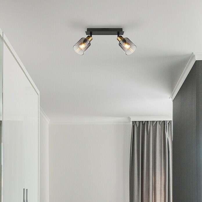 Globo Deckenstrahler Hollsy (25 W, L x B x H: 250 x 80 x 182 mm, Goldfarben, Klar, Rauchfarben, Schwarz, E14) | BAUHAUS