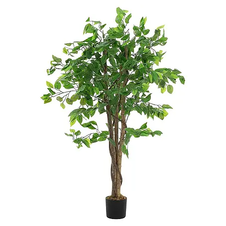 ML-Design  Kunstpflanze Ficus Kunstbaum für Innen & Außen mit Naturholzstamm im Topf