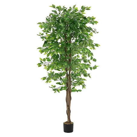 ML-Design  Kunstpflanze Ficus Kunstbaum für Innen & Außen mit Naturholzstamm im Topf