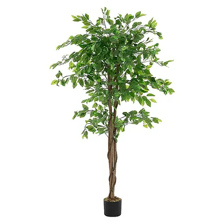 ML-Design  Kunstpflanze Ficus Kunstbaum für Innen & Außen mit Naturholzstamm im Topf