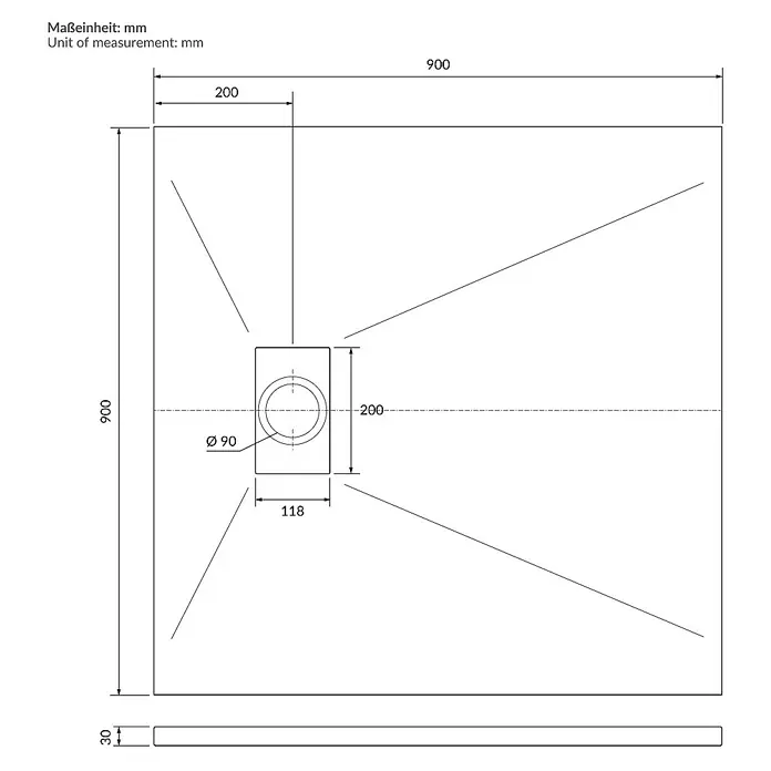 LuxeBath Duschwannen-Set 100x70 cm Schwarz Schieferoptik mit Ablaufgarnitur - Verbundwerkstoff, Weiß, Ablaufgarnitur