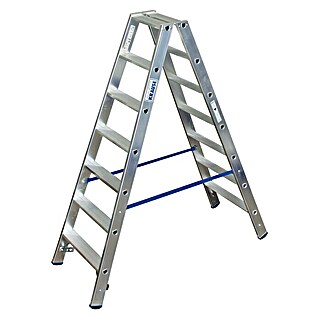 Krause Stabilo Stufen-Doppelleiter (Arbeitshöhe: 3,2 m, Anzahl Tritte: 2 x 7 Stufen, Tiefe Stufen: 80 mm, Aluminium)