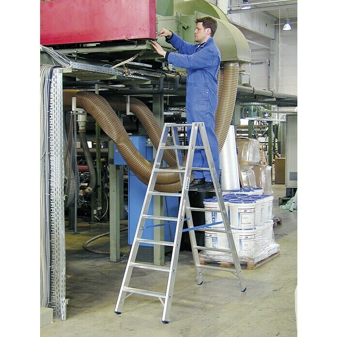 Krause Stabilo Stufen-Doppelleiter (Arbeitshöhe: 3,4 m, Anzahl Tritte: 2 x 8 Stufen, Tiefe Stufen: 80 mm, Aluminium)