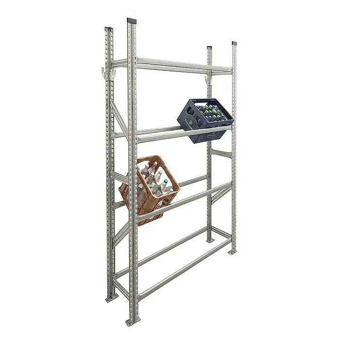 Proregal Getränkekistenregal PROXIMO - H x B x T: 200 x 120 x 32 cm, Traglast pro Boden: 200 kg, Anzahl Böden: 4 Stk., Stecken, Verzinkt
