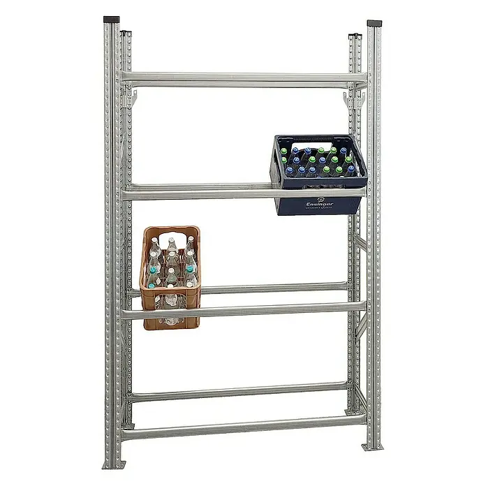 Proregal Getränkekistenregal PROXIMO - H x B x T: 200 x 120 x 32 cm, Traglast pro Boden: 200 kg, Anzahl Böden: 4 Stk., Stecken, Verzinkt