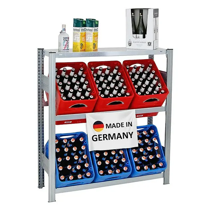 Proregal Getränkekistenregal CHIEMSEE - Traglast pro Boden: 100 kg, Anzahl Böden: 2 Stk., Stecken, Verzinkt