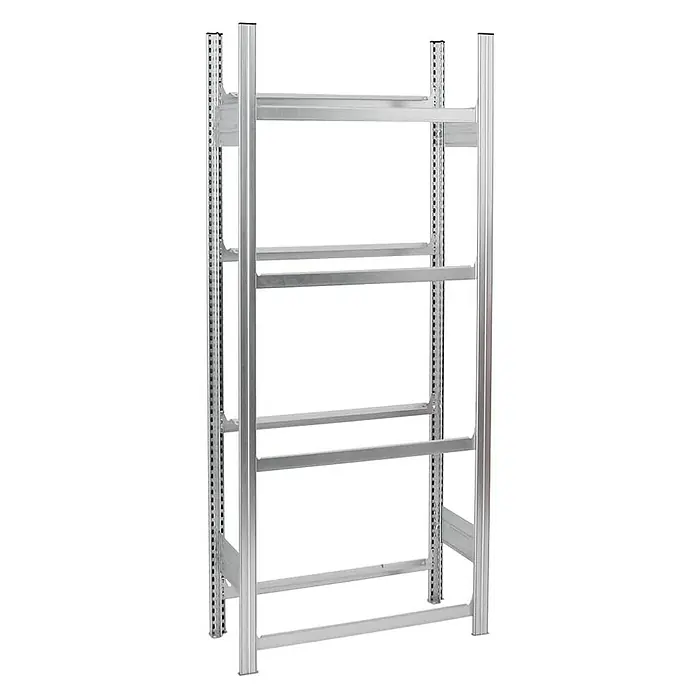 Proregal Getränkekistenregal CHIEMSEE - H x B x T: 185 x 81 x 34 cm, Traglast pro Boden: 100 kg, Anzahl Böden: 4 Stk., Stecken, Verzinkt