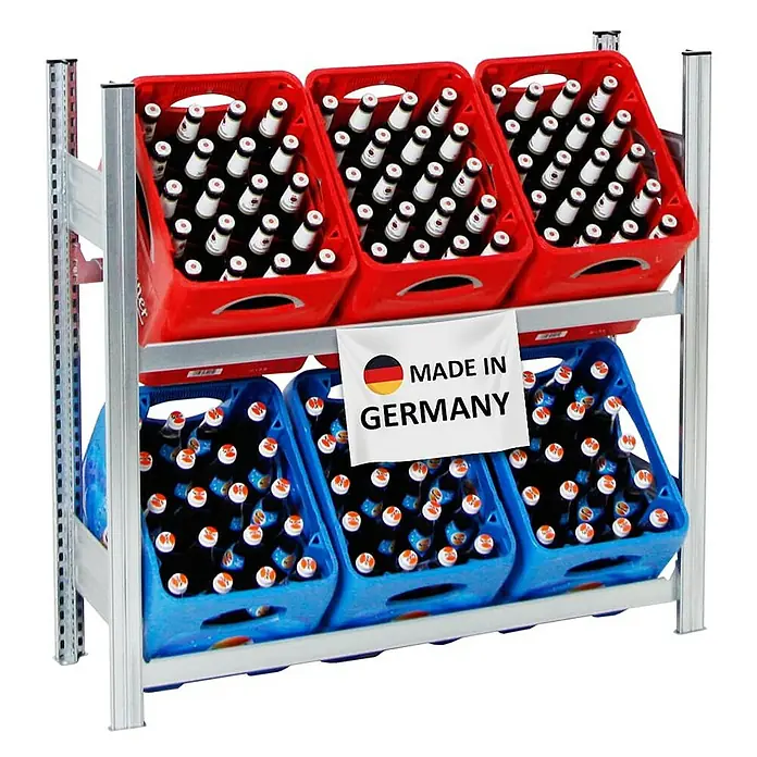 Proregal Getränkekistenregal CHIEMSEE - Traglast pro Boden: 100 kg, Anzahl Böden: 2 Stk., Stecken, Verzinkt