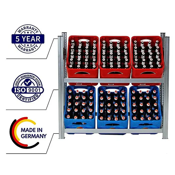 Proregal Getränkekistenregal CHIEMSEE - Traglast pro Boden: 100 kg, Anzahl Böden: 2 Stk., Stecken, Verzinkt