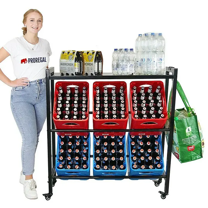 Proregal Getränkekistenregal KÖNIGSSEE L PLUS - Anzahl Böden: 1 Stk., Schrauben, Schwarz