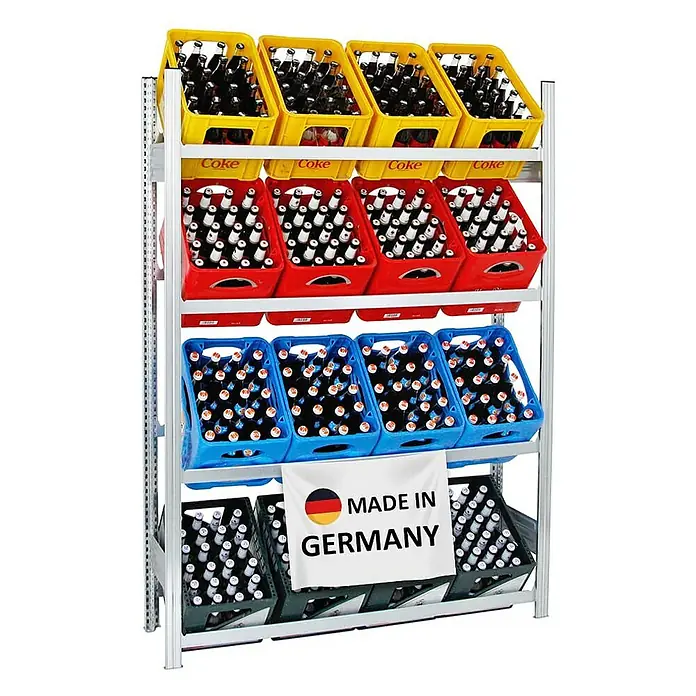 Proregal Getränkekistenregal CHIEMSEE - Traglast pro Boden: 100 kg, Anzahl Böden: 4 Stk., Stecken, Verzinkt