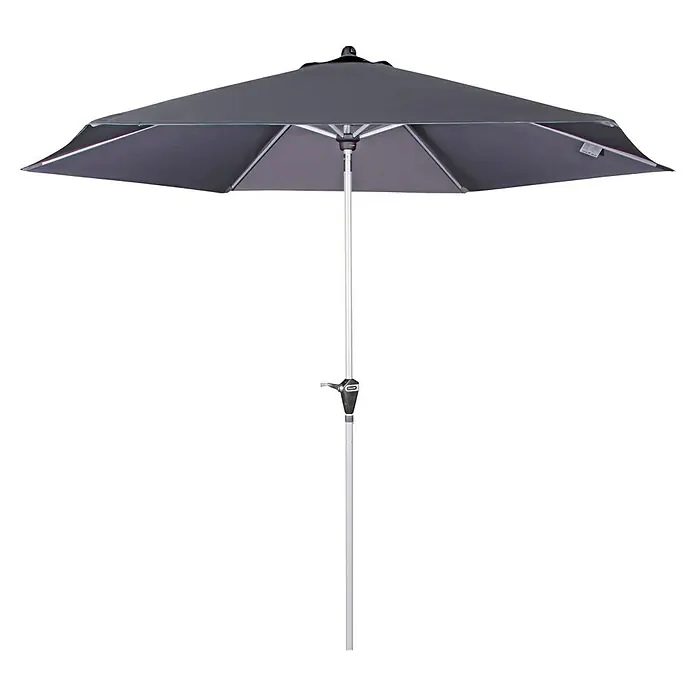 Doppler Active Marktschirm rund Auto Tilt - Anthrazit, Durchmesser Bespannung: 320 cm - Grauer Gartenschirm mit silberfarbenem Gestell, ideal für sonnige Tage im Freien. Schützt vor direkter Sonneneinstrahlung.