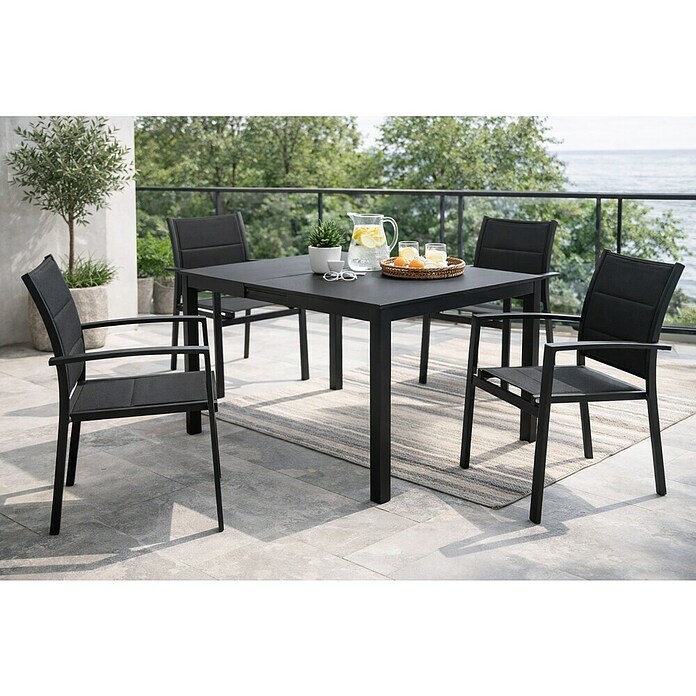 Sunfun Silla de jardín Nancy (L x An x Al: 63 x 56,5 x 90 cm, Gris oscuro, Apilable) | BAUHAUS