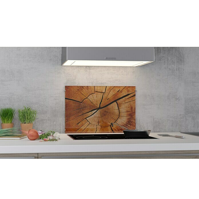 CUCINE Küchenrückwand (Circled Wood, 60 x 40 cm, Stärke: 6 mm, Einscheibensicherheitsglas (ESG))