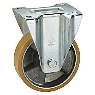 Dörner & Helmer Transportgeräte-Bockrolle (Durchmesser Rollen: 160 mm, Traglast: 300 kg, Material Reifen: Polyurethan-Vollmaterial, Mit Platte, Kugellager)
