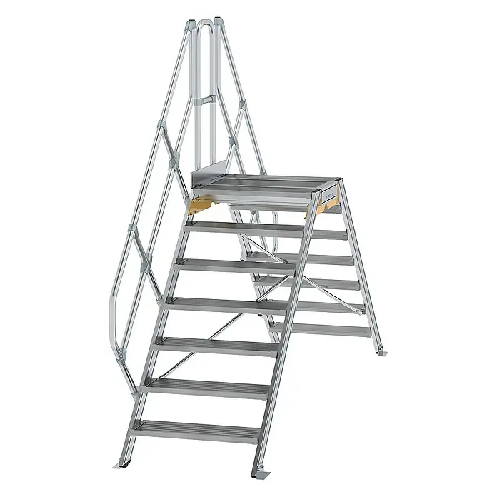 Munk Mehrzweckleiter Überstieg 45° inkl. einen Handlauf, Stufenbreite 800mm, 2x7 Stufen - Anzahl Tritte: 7 Stk., Aluminium