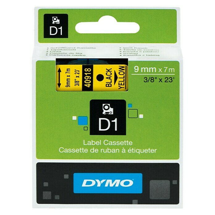 Dymo Beschriftungsband D1 (7 m x 9 mm, Farbe Druck: Schwarz, Farbe Band: Gelb, Kunststoff)