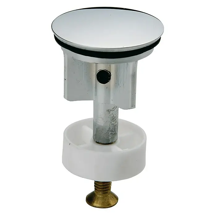 Excenterstopfen - Chrom, Durchmesser: 36 mm - Hier ist ein Abflussstöpsel für das Waschbecken mit einem verchromten Deckel und einem Gewindeanschluss.