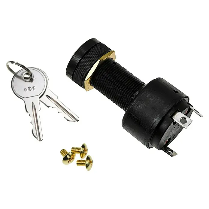 Talamex Starterschalter - Polanzahl: 3 Stk., 12 V, Kunststoff - Ein Zündschalter-Set mit zwei Schlüsseln und drei Schrauben, ideal für Oldtimer-Restaurierungen oder Reparaturen.