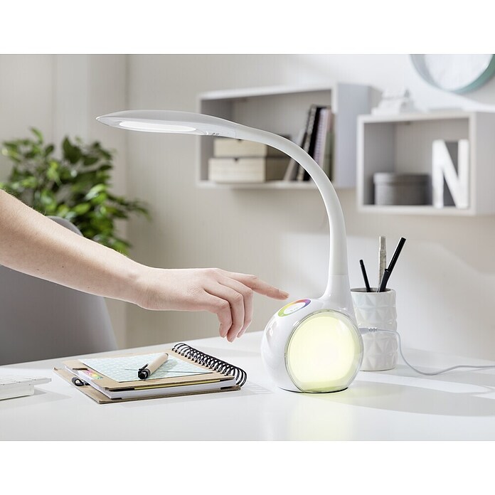 Globo Lámpara de sobremesa LED Tarron (1 x 5 W, Blanco, Blanco diurno, Altura: 53 cm)