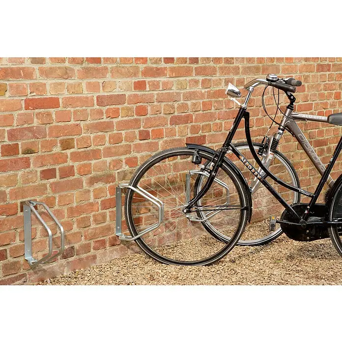 Mottez Aparcamiento de bicicletas - L x An x Al: 285 x 85 x 328 cm, Acero, Montaje en la pared - Soporte de bicicleta de pared: Una solución práctica para el almacenamiento seguro de bicicletas al aire libre. Ideal para garajes o jardines.