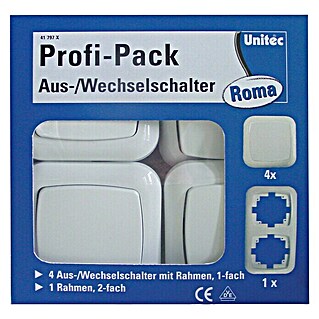 UniTEC Aus- & Wechselschalter Profi-Pack Roma (Weiß, Kunststoff, Unterputz, 5 Stk.)