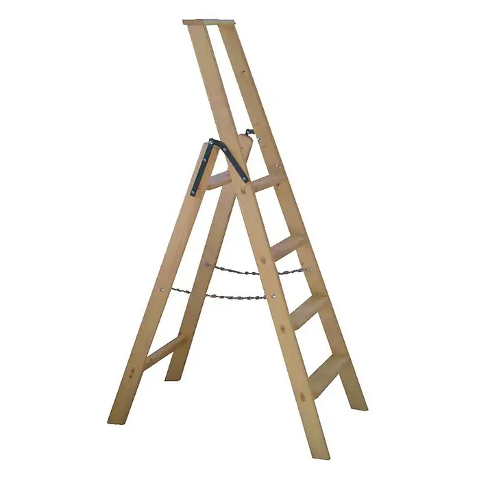 Theimer Stehleiter Holz Haushaltsleiter 2,74m Arbeitshöhe mit 3 Stufen - Anzahl Tritte: 3 Stk., Holz