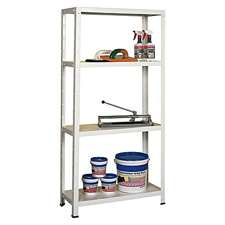Regalux Metallregal (H x B x T: 135 x 75 x 30 cm, Anzahl Böden: 4 Stk., Stecken, Weiß)