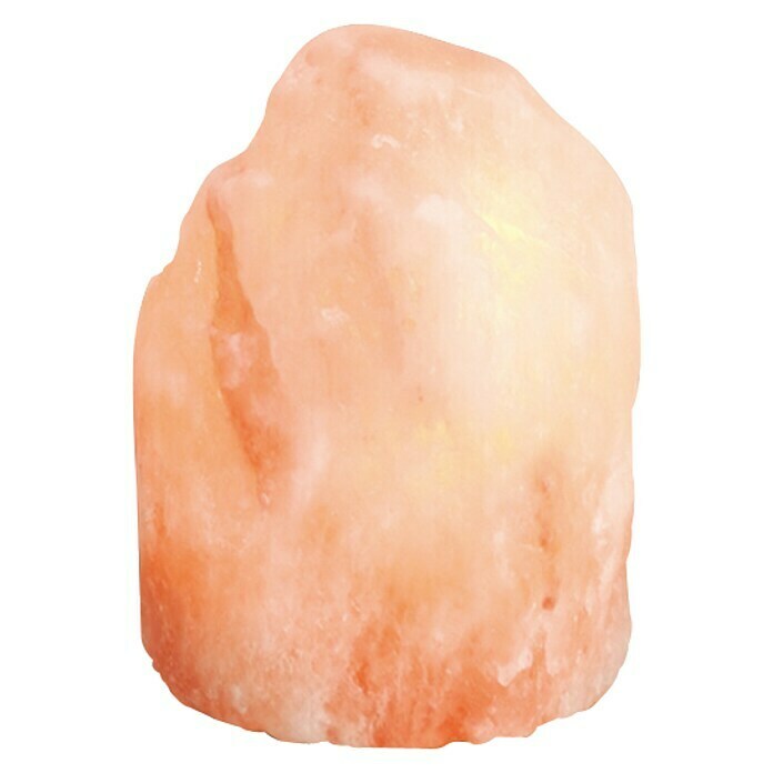 Globo Deko-Tischleuchte Salzkristallstein (1-flammig, Max. Leistung: 15 W, Orange, Höhe: 16 cm)