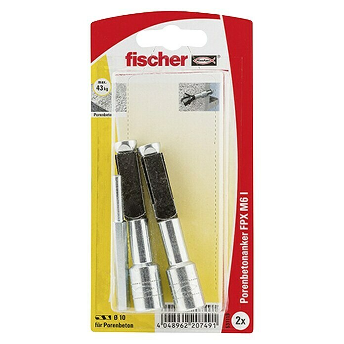 Fischer Porenbetonanker FPX  (M6, Länge Dübel: 75 mm, 2 Stk., Galvanisch verzinkt)