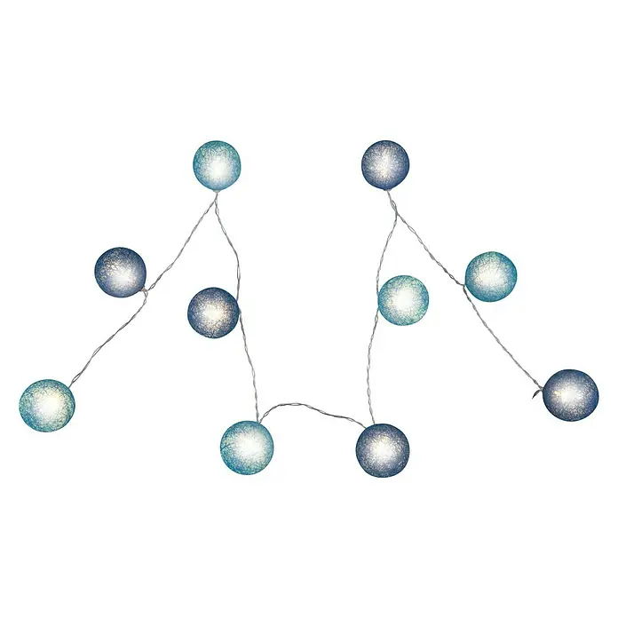 Globo Guirnalda luminosa LED Venuto - Para interior, Longitud del cable: 1,35 m, Multicolor - Encantadora guirnalda de luces LED con delicadas esferas azules y plateadas, ideal para crear un ambiente acogedor.