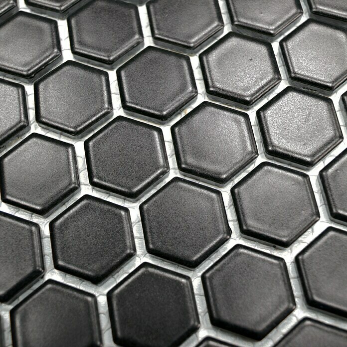 Mozaïektegel Zeshoek Uni HX 065 (26 x 30 cm, Zwart, Mat)