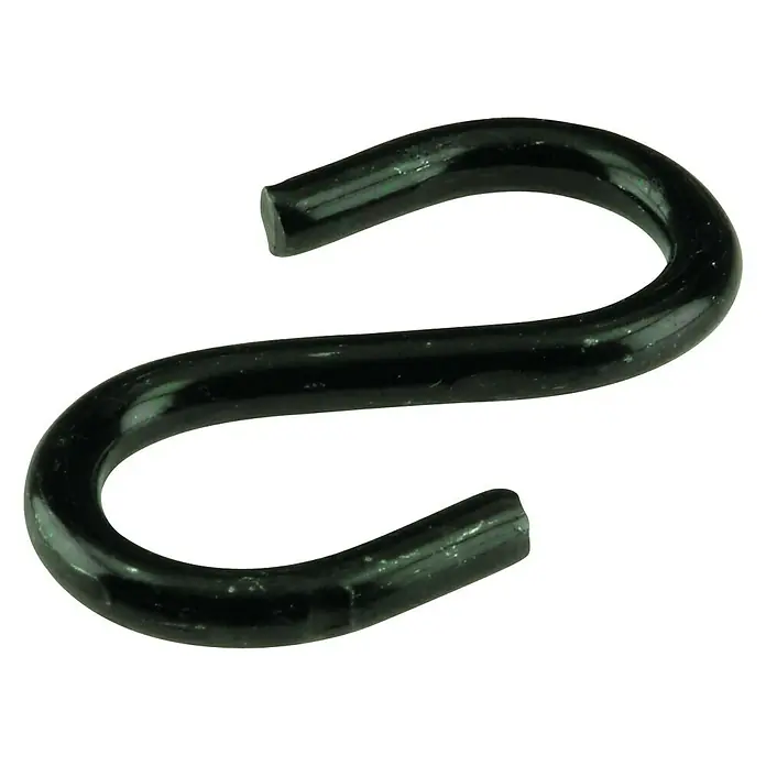 Suki Gancho en S - Ø x L: 4 x 35 mm, 7 ud., Plastificado - Un gancho en forma de S metálico negro, ideal para colgar objetos en la casa o en el taller. Un accesorio práctico para la organización.