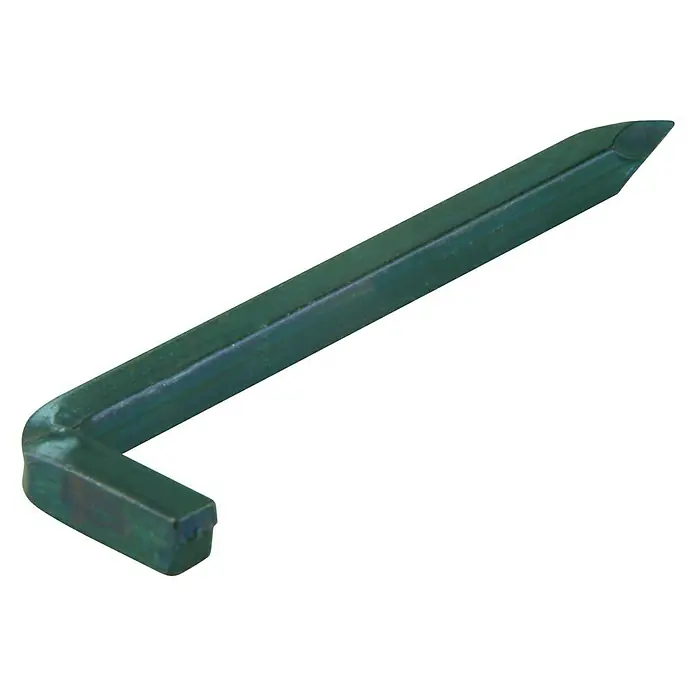 Stahlhaken - Ø x L: 3 x 60 mm, 6 Stk., Gebläut - Ein grün gefärbter Zelthering aus robustem Metall, ideal für sicheren Halt beim Camping und Outdoor-Aktivitäten.