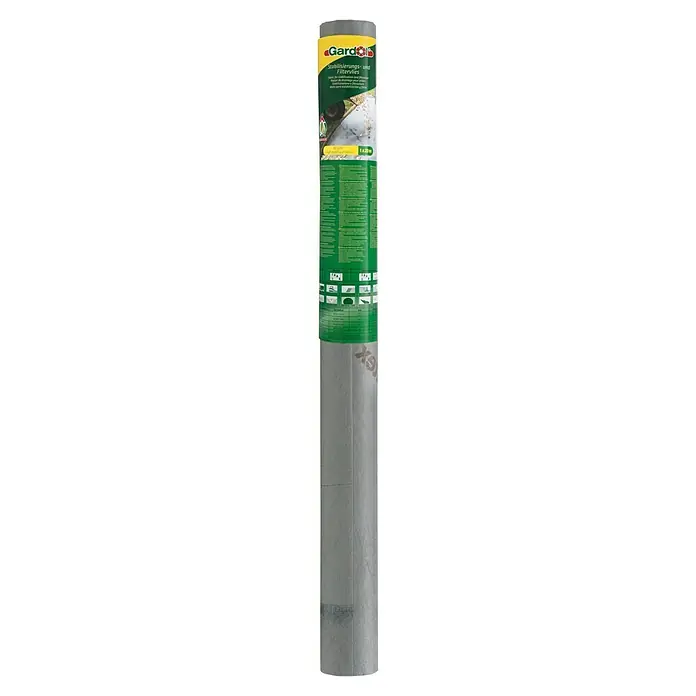 Gardol Premium Filtervlies - 20 x 1 m - Das Gardol Stabilisierungs- und Filtervlies in grauer Rollenform für Bau- und Gartenprojekte ist ideal für Stabilisierung und Filtration.