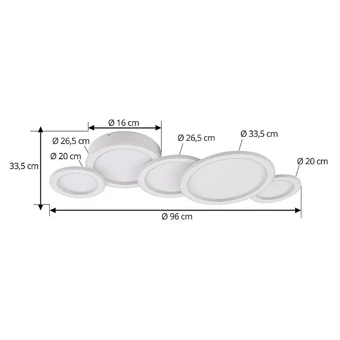 Lucande Deckenleuchte Diala - L x B x H: 96 x 33,5 x 10 cm, weiß / opal