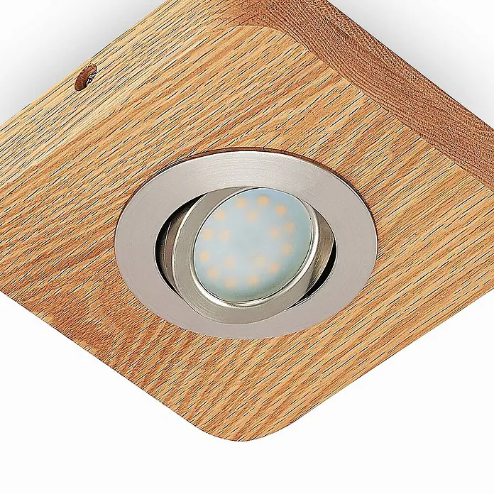 Lindby Deckenleuchte Mikari - L x B x H: 14 x 14 x 3,7 cm, Holz hell, Holz hell