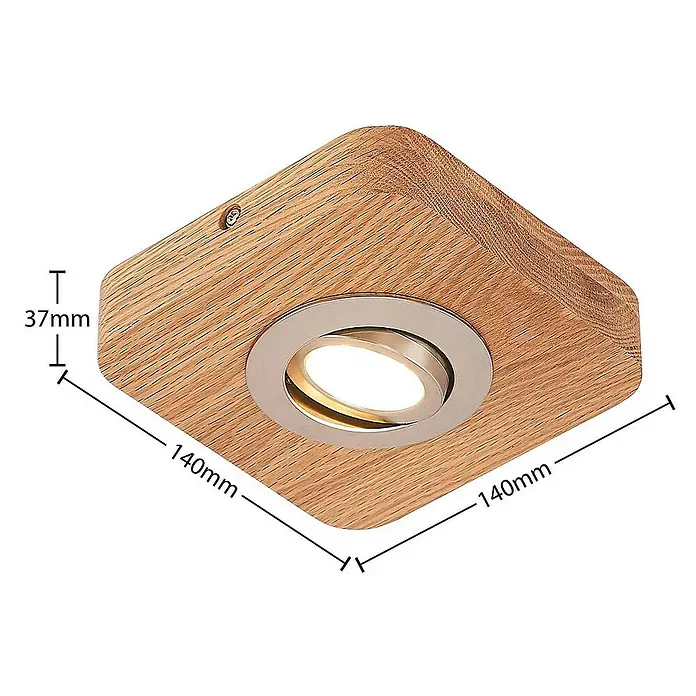 Lindby Deckenleuchte Mikari - L x B x H: 14 x 14 x 3,7 cm, Holz hell, Holz hell