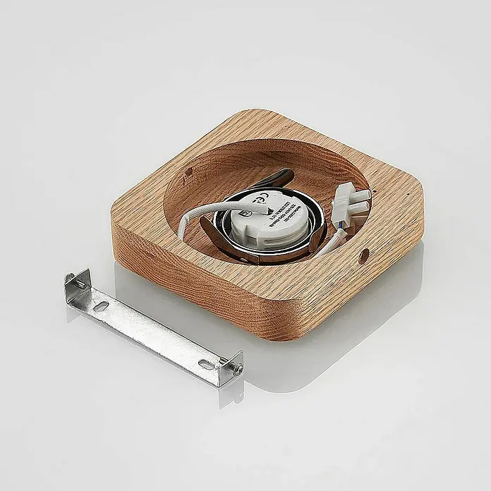 Lindby Deckenleuchte Mikari - L x B x H: 14 x 14 x 3,7 cm, Holz hell, Holz hell