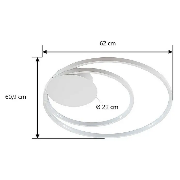 Lindby Deckenleuchte Nerwin - L x B x H: 59,5 x 60,5 x 6 cm, weiß / opal