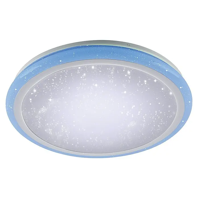 Just Light LED-Deckenleuchte Luisa - 32 W, Weiß, Warmweiß - Runde Deckenleuchte mit Sternenhimmel-Effekt und blauem Rand für ein gemütliches Ambiente.