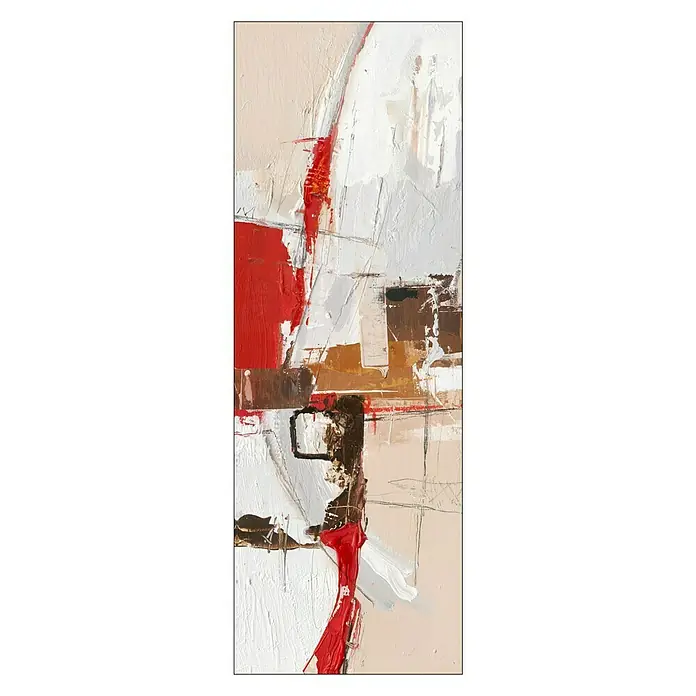 ProArt Leinwandbild Konventionel - Bright & Dark Colours I, B x H: 80 x 30 cm - Abstraktes Gemälde mit roten, braunen und weißen Farbflächen, die eine moderne und künstlerische Note verleihen.