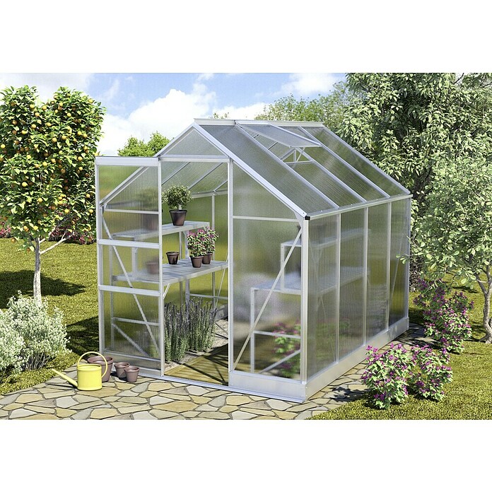Vitavia Gewächshaus Apollo 5000 (2,61 x 1,95 x 2,07 m, Farbe: Aluminium, Polycarbonat, 4 mm)