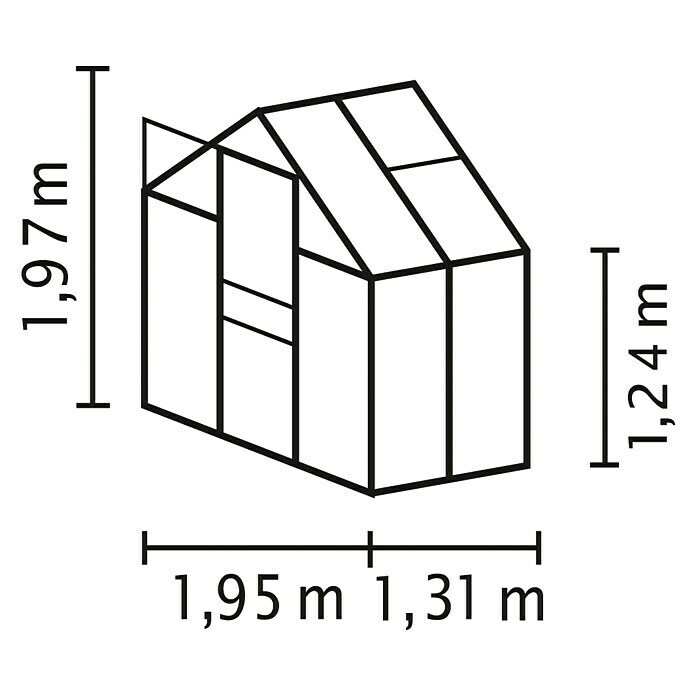 Vitavia Gewächshaus Venus 25001,31 x 1,95 x 1,97 m, Farbe: Silbergrau, Einscheibensicherheitsglas (ESG), 3 mm Unknown