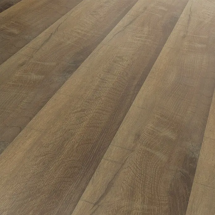 Vinylbodenmuster Sly XL Buckingham Oak - 280 x 160 x 7,5 mm, Landhausdiele - Nahaufnahme von Laminatboden in Holzoptik, der die natürliche Maserung und Farbe des Materials hervorhebt.